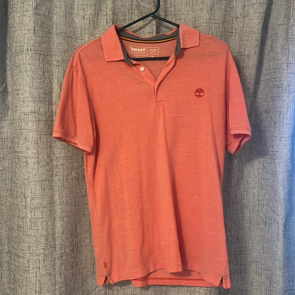 Timberland, Coral collared shirt, size medium. No stains.